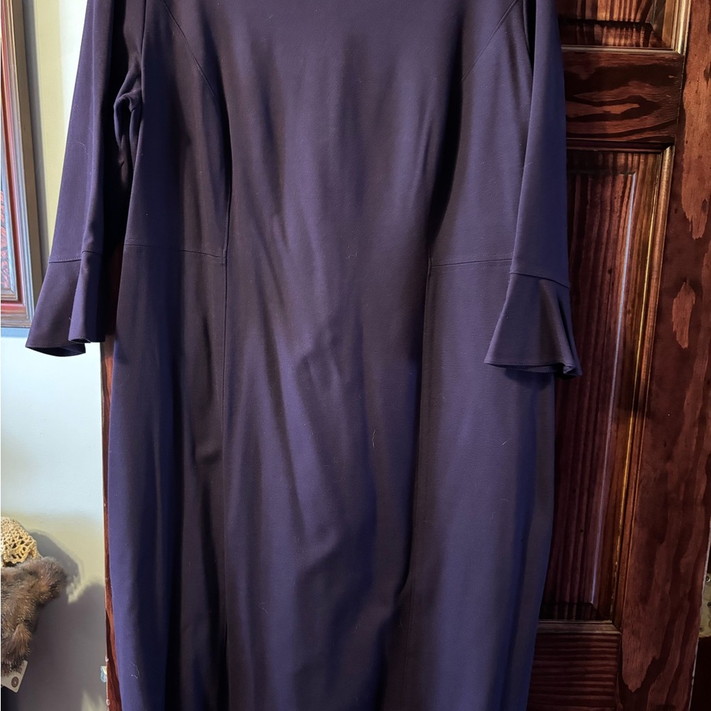 Talbots Purple Blue Long Sleeve Shift Dress with Flounce Cuffs